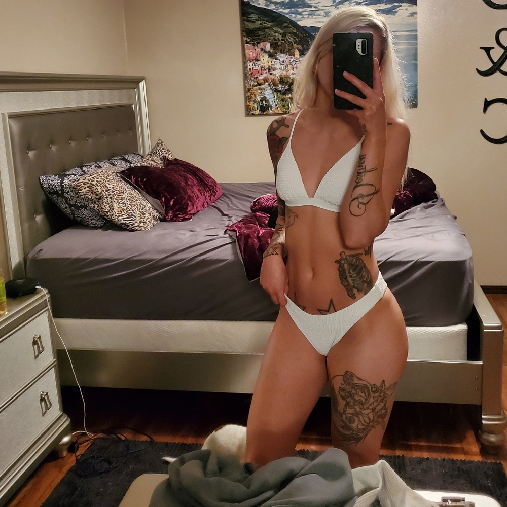 White Ribbed Hollister Bikini